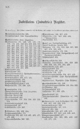 Fabrikaten- (Industrie-) Register