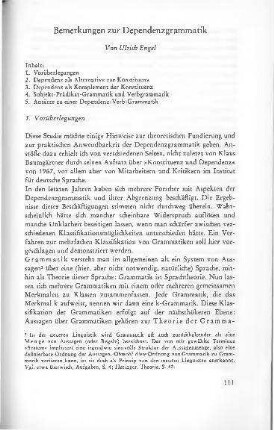Bemerkungen zur Dependenzgrammatik