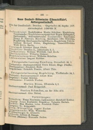 Neue Deutsch-Böhmische Elbeschiffahrt, Aktiengesellschaft.