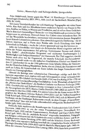 Rezensionen und Hinweise : Geistes-, Wissenschafts- und Kulturgeschichte, Sportgeschichte