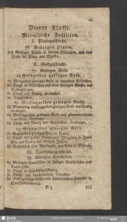 Vierte Klasse. Metallische Fossilien