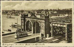 Ludwigshafen-Mannheim. Partie a. d. Rheinbrücke