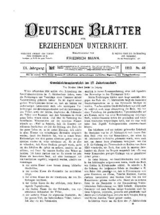 Geschichtsunterricht im 17. Jahrhundert