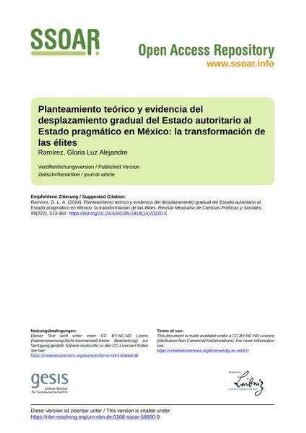 Planteamiento teórico y evidencia del desplazamiento gradual del Estado autoritario al Estado pragmático en México: la transformación de las élites