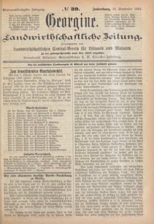 Siebenundfünfzigster Jahrgang. No. 39. Insterburg, 26. September 1889.