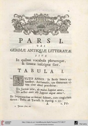 Pars I: Ubi gemmae antiquae litteratae