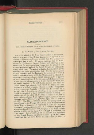 Correspondence. The British Empire from a French Point of View.