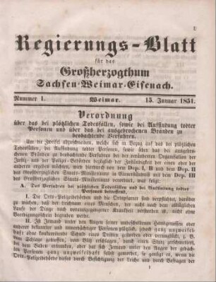 Nr. 1 : 15. Januar 1851