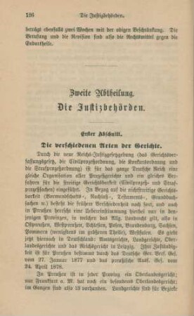 II. Abtheilung. Die Justizbehörden.