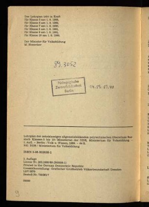 Der Lehrplan tritt ...