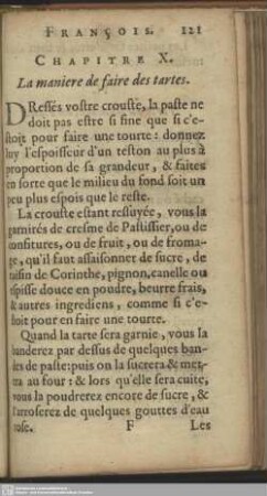 Chapitre X. La maniere de faire des tartes