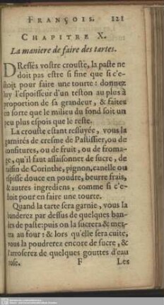 Chapitre X. La maniere de faire des tartes