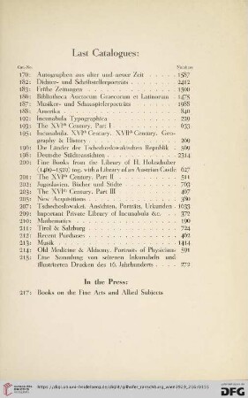 Last Catalogues
