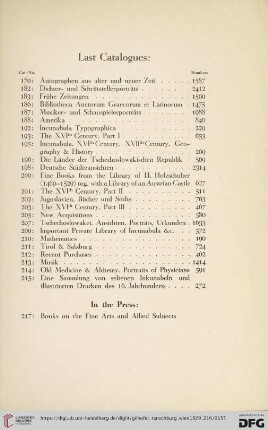 Last Catalogues
