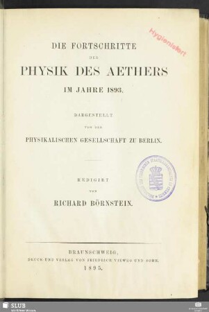 49.1893(1895): Die Fortschritte der Physik : dargest. von d. Physikalischen Gesellschaft zu Berlin