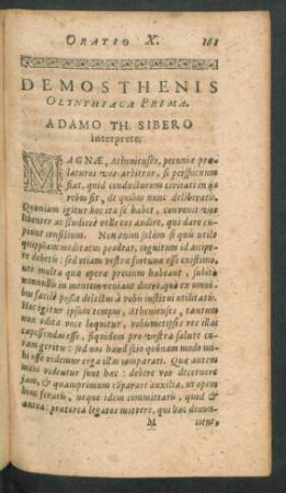 Oratio X. Demosthenis Olynthiaca Prima.
