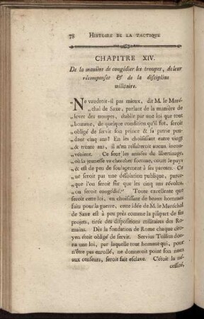 Chapitre XIV. De la manière de congédier les troupes, de leur récompenses & de la discipline militaire.