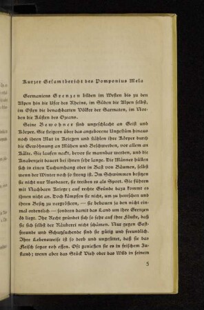 Kurzer Gesamtbericht des Pomponius Mela