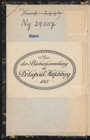 Aus der Büchersammlung des Dr. Leopold Hirschberg, 1913