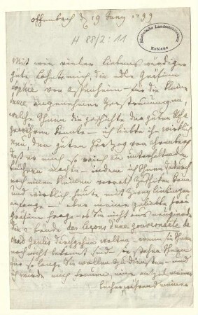 Eigenhändiger Brief mit Unterschrift