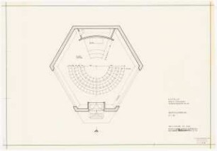 Predigerseminar, Berlin-Nikolassee Kapelle: Grundriss Bestuhlungplan 1:50, hexagonale Variante