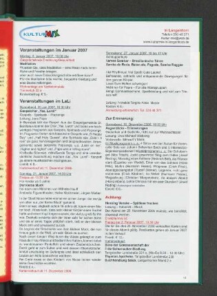 Kultur MIX veranstaltungen im Januar 2007