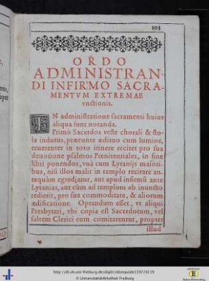 15. Ordo administrandi infirmo sacramentum extremae unctionis.