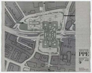 Städtebauliches Gutachten Porscheplatz (nicht realisiert) – Draufsicht. Essen, Porscheplatz