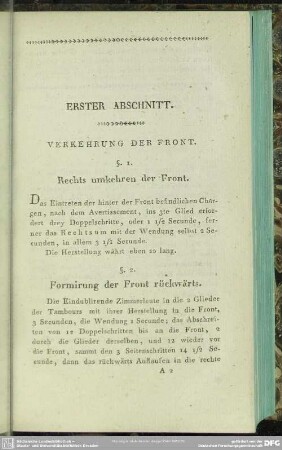 Erster Abschnitt. Verkehrung der Front