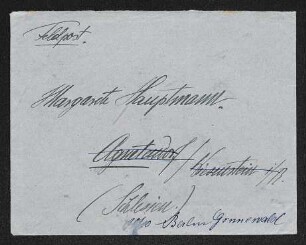 Brief von Fritz von Unruh an Margarete Hauptmann