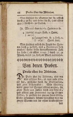 Von denen Proben. - Divisions-Exempel.