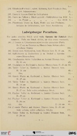 Ludwigsburger Porzellane (Nr. 301-342)