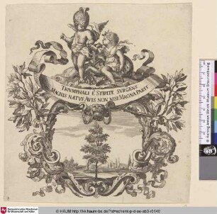 [Kartusche mit Devise; Emblematic subject in ornamental frame]