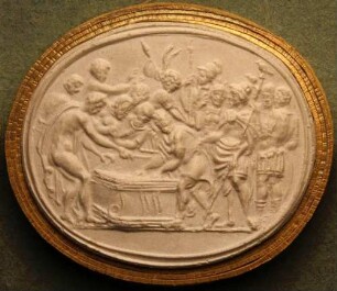 Die Entdeckung des kleinen Astyanax im Grab seines Vaters Hektor (Daktyliothek, Zweites Historisches Tausend)