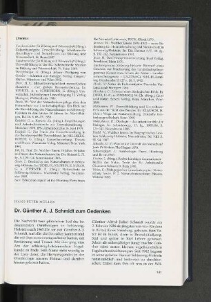 Dr. Günther A. J. Schmidt zum Gedenken