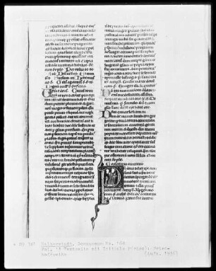 Liber officiorum episcopalium, Ms. 168, folio 13, Textseite mit Initiale P(rimo): Friedhofsweihe