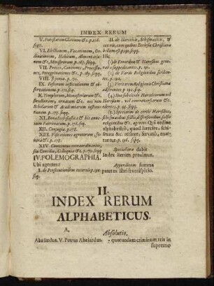II. Index Rerum Alphabeticus.