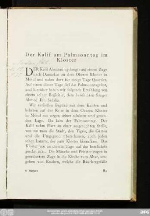 Der Kalif am Palmsonntag im Kloster