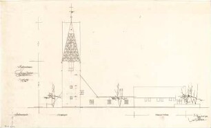 Gsaenger, Gustav; München - Großhadern, Ebernburgstr.; Ev. Notkirche, Reformations - Gedächtnis Kirche - Neubau, Nordseite (Ansicht)