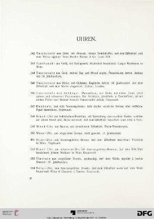 Uhren (Nr. 342-364)