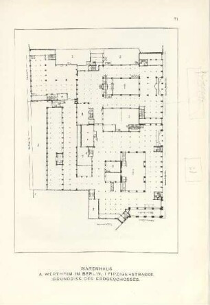 Warenhaus A. Wertheim in Berlin. Leipzigerstrasse. Grundriss des Erdgeschosses