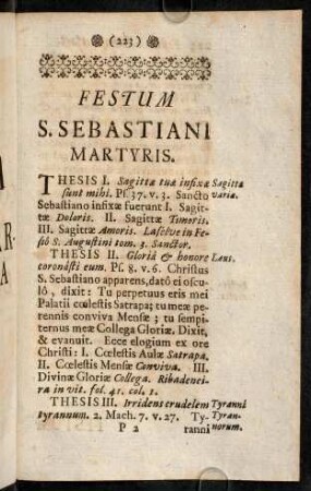 223-240, Festum S. Sebastiani Martyris; Festum S. Thomae de Aquino; Festum Inventionis S. Crucis; Dies Rogationum; Festum SS Cordis Jesu; Festum S. Antonii de Padua