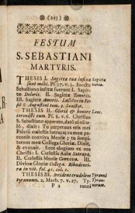 223-240, Festum S. Sebastiani Martyris; Festum S. Thomae de Aquino; Festum Inventionis S. Crucis; Dies Rogationum; Festum SS Cordis Jesu; Festum S. Antonii de Padua