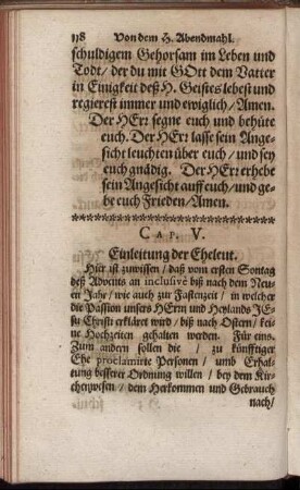 Cap. V. Einleitung der Eheleut.