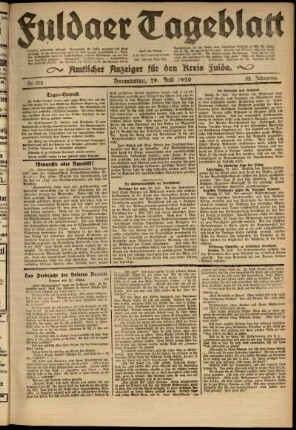 Ausgabe vom Donnerstag, den 29. Juli 1920.