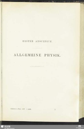 Erster Abschnitt. Allgemeine Physik