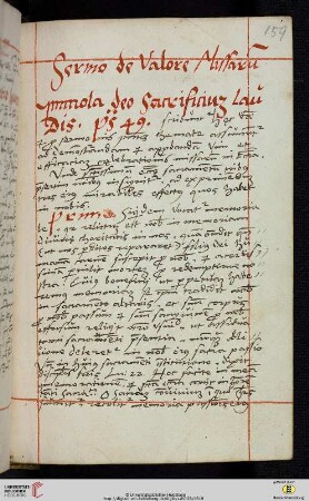 Sermo de Valore Missarum [Predigttext, Ps 49,14:]