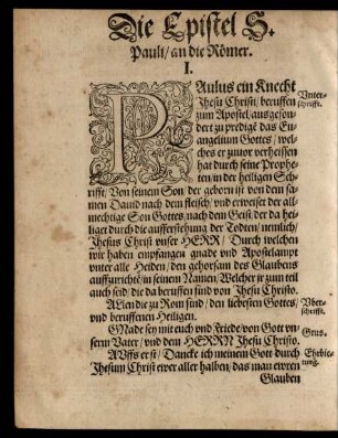 Die Epistel S. Pauli/ an die Römer.