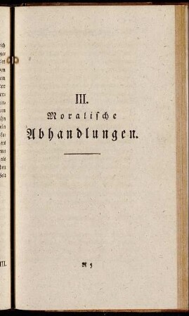 III. Moralische Abhandlungen.