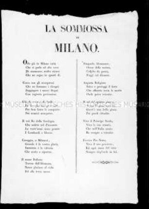Anonymes Flugblatt: La Sommossa di Milano (Der Aufstand von Mailand); undatiert